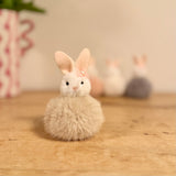 Sand Fluffy Pom Pom Bunny