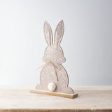 Sitting Felt Bunny with Pom-Pom Tail
