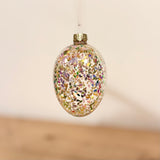 Hanging Glass Petal & Star Sequin Egg