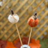 Mini Wooly Felt Pumpkins On Sticks