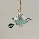 Hanging Bunny in Wheelbarrow