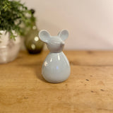 Large Blue Glazed Ceramic Mouse