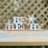 Wooden Be Merry LED Sign