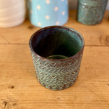Blue Chevron Patterned Ceramic Pot