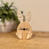 Wooden Siting Bunny With Feet Up