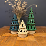Medium Blue Ceramic Christmas Tree Candle Holder