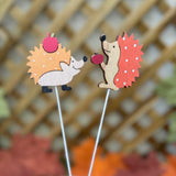 Pair of Wooden Hedgehog Stakes