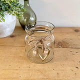 Glass Jar with Cut-Out Heart on Jute Cord