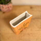 Focaccia or Rye Ceramic Book Vase