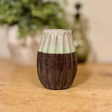 Brown, White & Mint Glazed Terracotta Vase