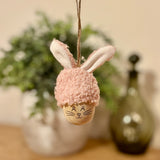 Wooden Rabbit with Fluffy Pink Hat