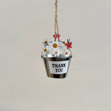 Hanging Thank You Flowers in Bucket