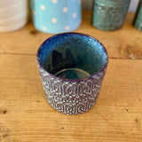 Blue Lines Patterned Ceramic Pot