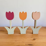 Peach Wooden Tulip Ornament