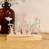 Wooden Pink Rabbit Scene