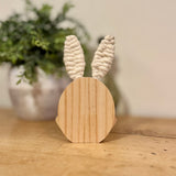Wooden Siting Bunny With Feet Up