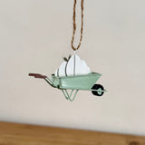 Hanging Bunny in Wheelbarrow
