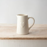 Large White Ceramic Heart Jug