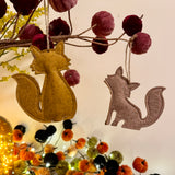 Pair of Hanging Felt Foxes