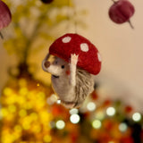 Felt Hedgehog with Toadstool Hat