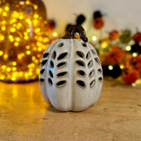 White Ceramic Pumpkin with LED