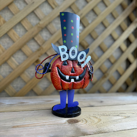 Bobbing Metal Boo Pumpkin