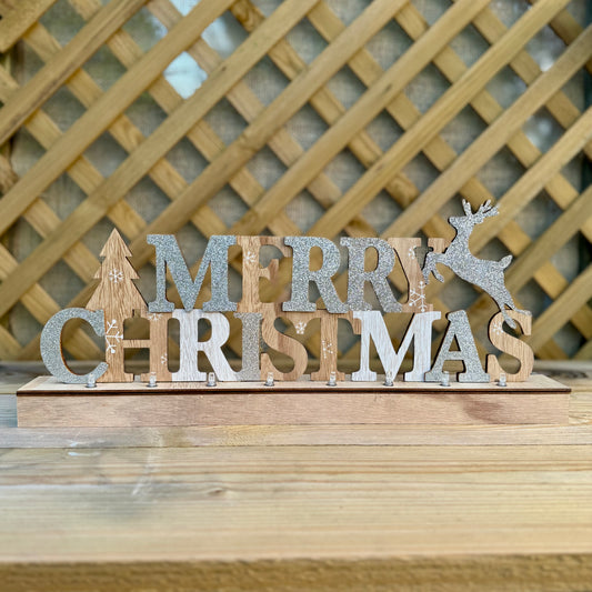 Wooden Merry Christmas LED Placque