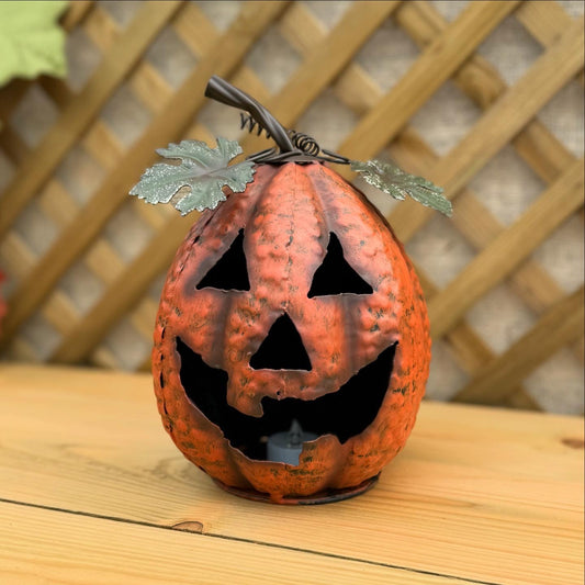 Medium Metal Pumpkin With Light