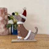 Felt Dog in Santa Hat
