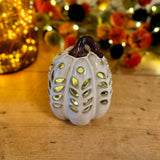 White Ceramic Pumpkin with LED