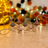 6 x Wooden Hanging Mushrooms
