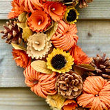 Orange Pumpkin & Sunflower Wreath