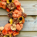 Orange Pumpkin & Sunflower Wreath