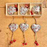 6 Hanging Spotted Hearts