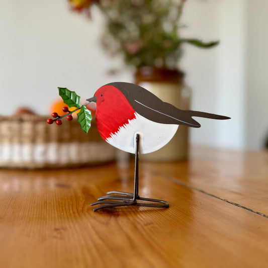 Hand Painted Metal Robin