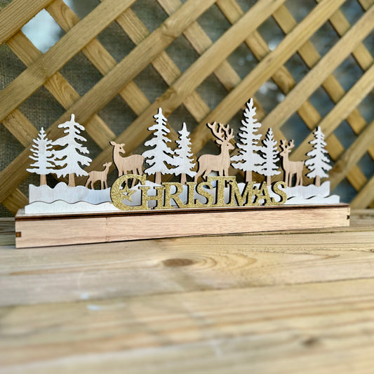 Light-Up Forest & Deer Christmas Sign