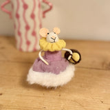 Felt Mouse in Gown Carrying Egg