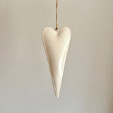 Slim White Glazed Metal Heart Large