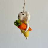 Felt Hanging Lamb in Yellow with Carrot