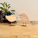 Pair of Spotty Wooden Birds