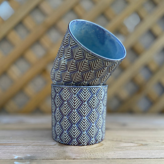 Large Blue Patterned Pot