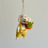 Felt Hanging Lamb in Yellow with Carrot
