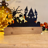 Trick or Treat Glittery Metal & Wood Decoration