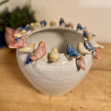 Large Pot with Perching Coloured Birds
