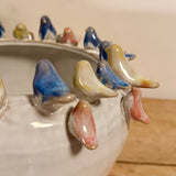 Large Pot with Perching Coloured Birds