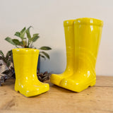 Small Ceramic Yellow Wellies Pot