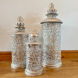 Set of 3 White & Gold Lanterns