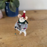 Festive Woolen Mouse with Lights