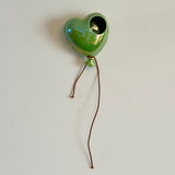 Small Green Ceramic Heart Balloon
