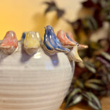Medium Pot with Perching Coloured Birds